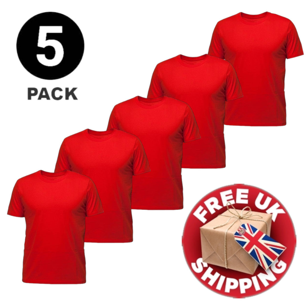5 PACK Men's T-Shirt Heavy Cotton Plain Short Sleeve Tees 100% Cotton Blank Tees