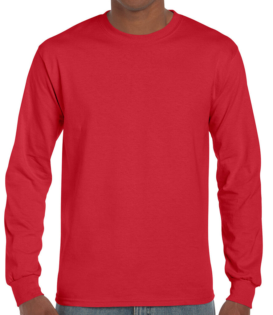 Gildan Mens Ultra Cotton Adult Long Sleeve T-Shirt Classic Fit Rib Cuffs Tee TOP