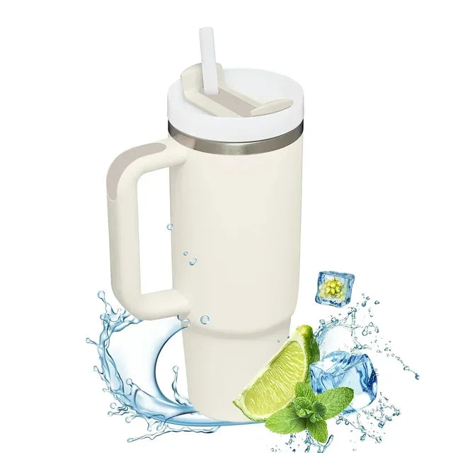 Insulated Tumbler with Handle Straw 40oz Stainless Steel Vacuum Cup Thermal Mug for Ice Coffee Travel Car Cup