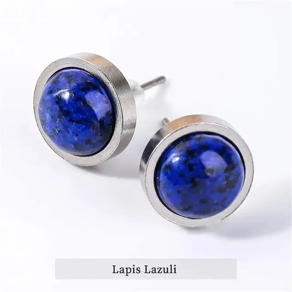 Fashion Handmade Lovely 10mm Natural Stone Stud Earrings Stainless Steel Earrings Tiger Eyes Agate Women Jewelry Gift OLstyle