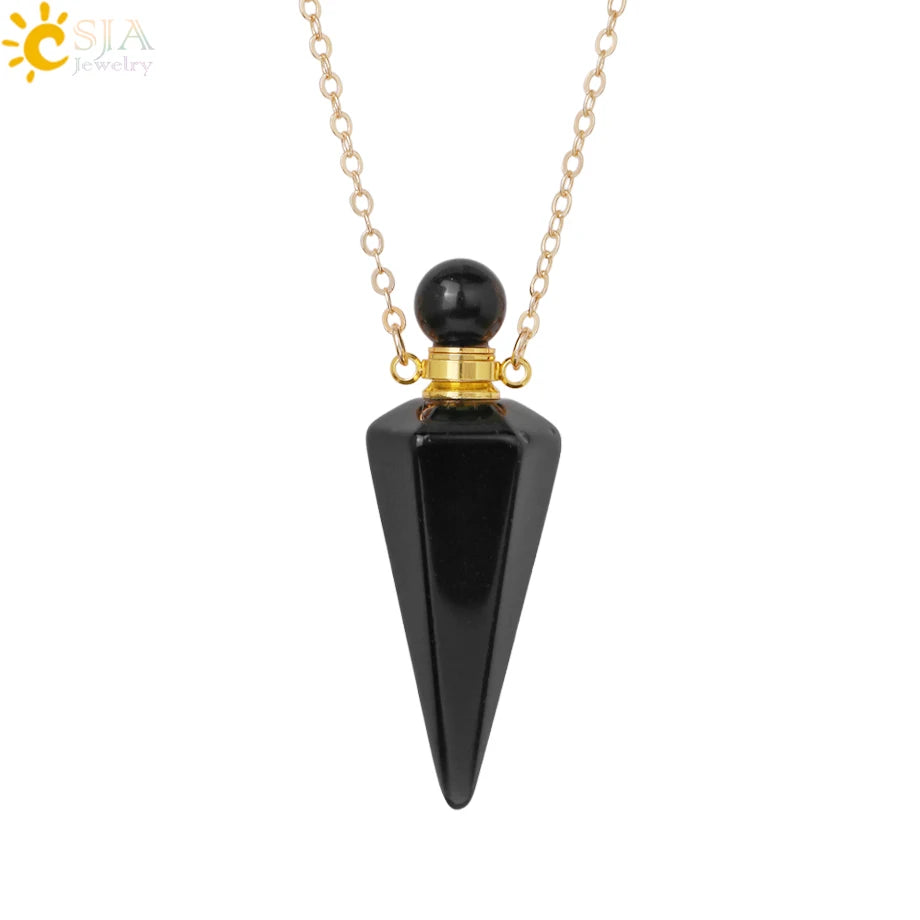 Natuursteen Kegel Parfumflesje ketting Healing Clear Quartz Crystal Hanger Reiki Essentials Olie Diffuser Flacon Ketting H119