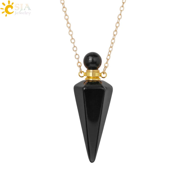 Natuursteen Kegel Parfumflesje ketting Healing Clear Quartz Crystal Hanger Reiki Essentials Olie Diffuser Flacon Ketting H119