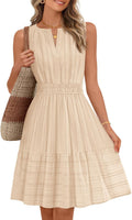 MEROKEETY Women's 2026 Summer Casual Mini Sundress Beach Vacation Sleeveless V Neck Flowy A Line Dress with Pockets