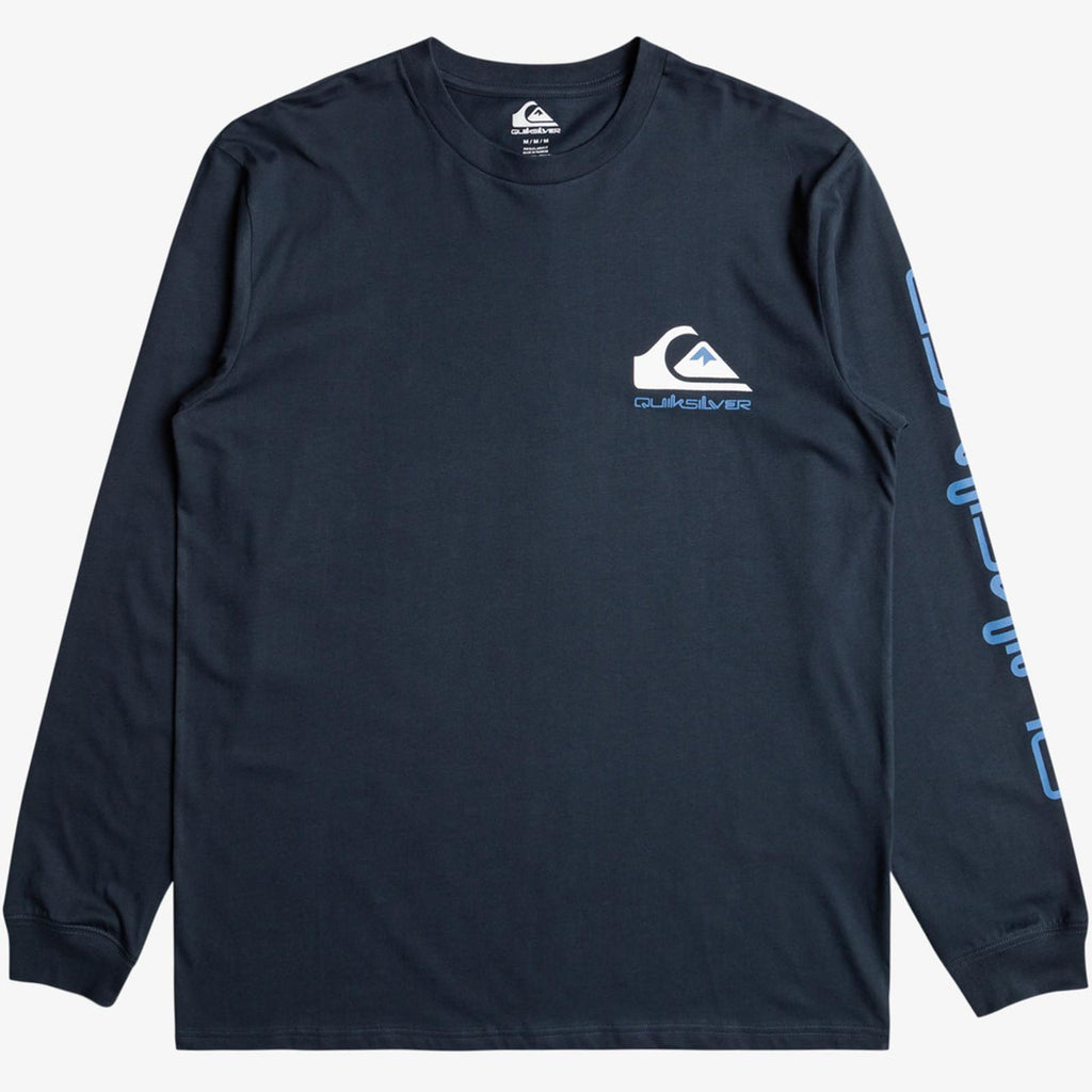 Quiksilver Mens Comp Logo Long Sleeve T-Shirt Top Crew Neck Graphic Tee Top