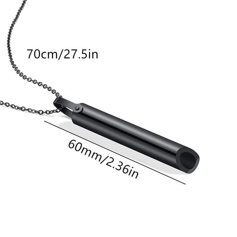 Stainless Steel Whistle Necklace for Anxiety Relief Anti Vaping Mindfulness Tool Quit Smoking Stress Reduction Breathing Aid