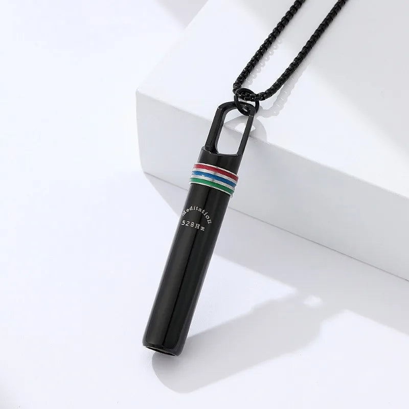 528Hz Low-frequency Whistle Sound Healing Meditation Breathing Decompression Whistles Stainless Steel Mindfulness Pendant