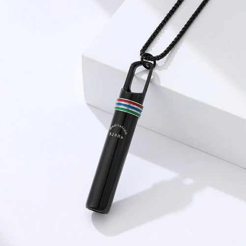 528Hz Low-frequency Whistle Sound Healing Meditation Breathing Decompression Whistles Stainless Steel Mindfulness Pendant
