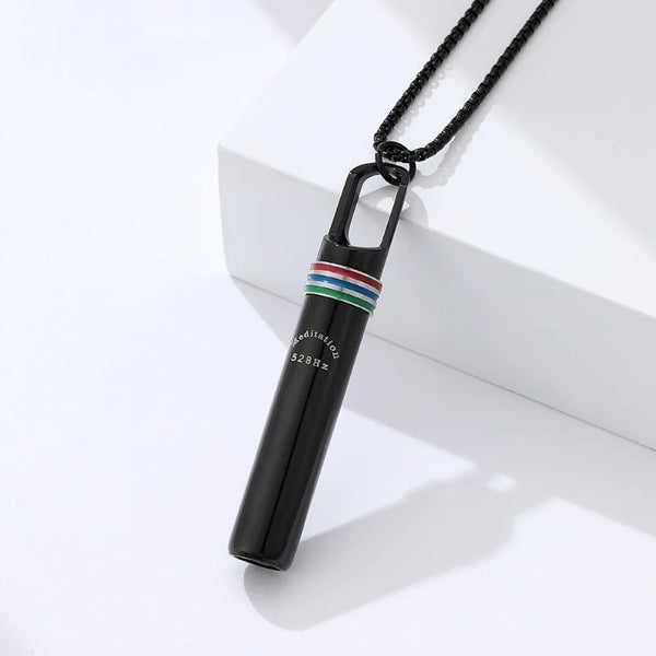 528Hz Low-frequency Whistle Sound Healing Meditation Breathing Decompression Whistles Stainless Steel Mindfulness Pendant