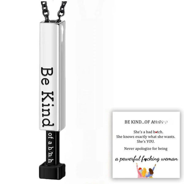 Be Kind of A B Necklaces for Women, Hidden Message, Best Friends Sorority Sisters Friendship Jewelry Gift, Square Tube Pendant