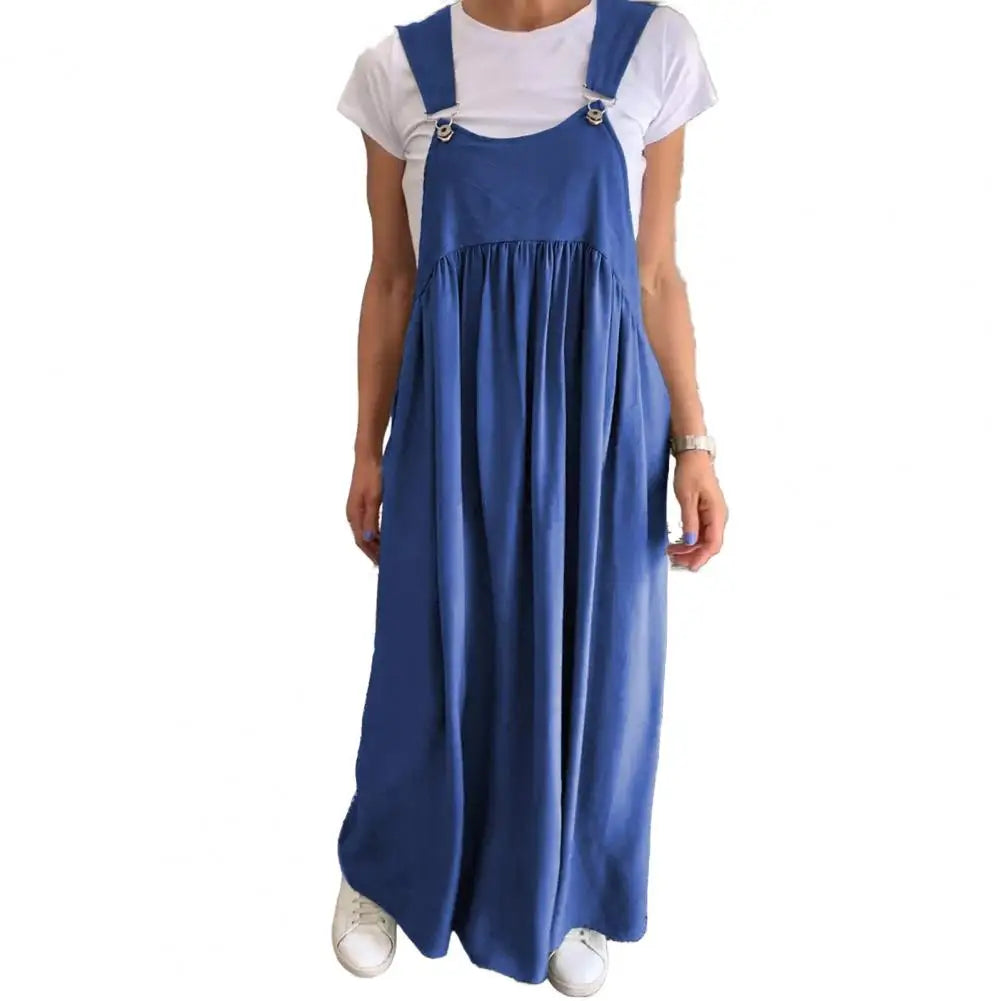 Oversized Shoulder Strap Design Dress Pleated Detail Long Dress Elegant Maxi Dress with Oversized Collar Backless for Women