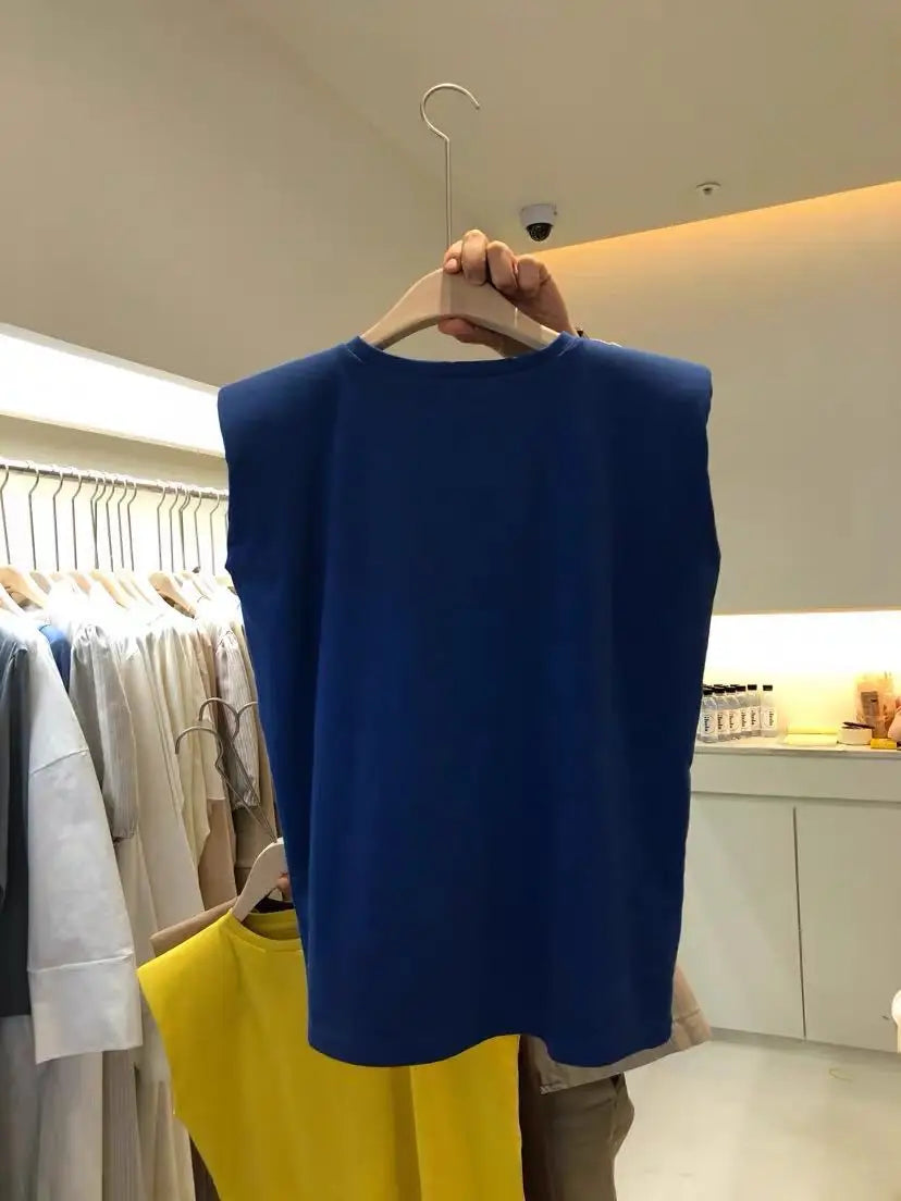 Hot Sell Solid Round Neck Loose Sleeveless T-Shirt for Women'S Summer Tank Top Clothing Korean Women'S Clothing