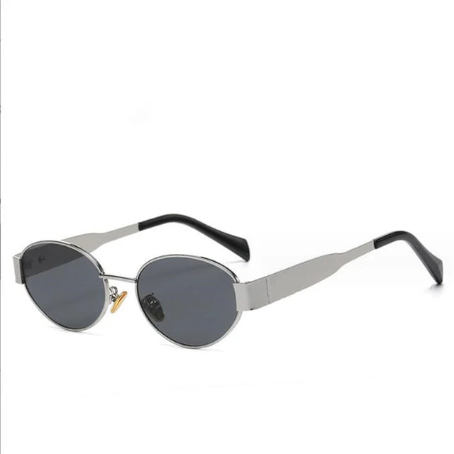 Lunettes de soleil ovales en métal vert foncé pour hommes et femmes, lunettes de marque de créateur de luxe, pare-soleil universels