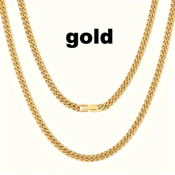 5mm Cuban Link 18K Real Gold Plated Miami Cuban Curb Necklace Hip Hop Jewelry 16/18/20/22/24 Inch Neck Chains for Men Women