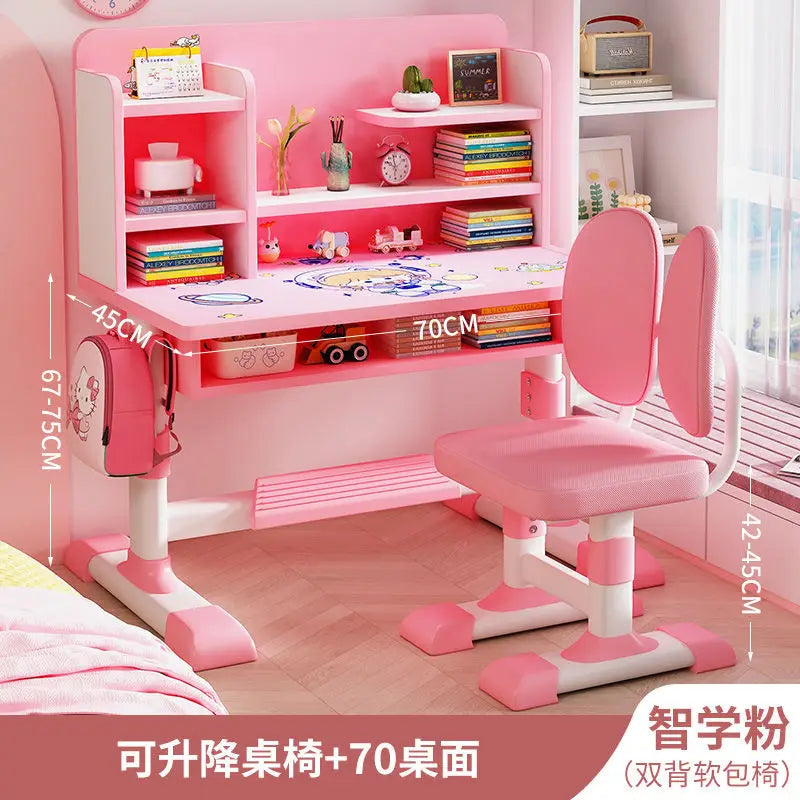デスク 子供用本棚 一体型テーブル 子供用テーブルと椅子のセット 座り姿勢矯正 ライティングテーブル