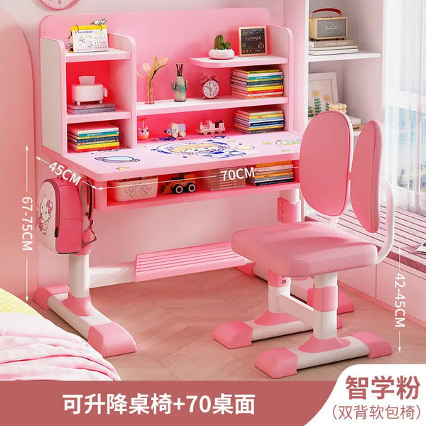 デスク 子供用本棚 一体型テーブル 子供用テーブルと椅子のセット 座り姿勢矯正 ライティングテーブル