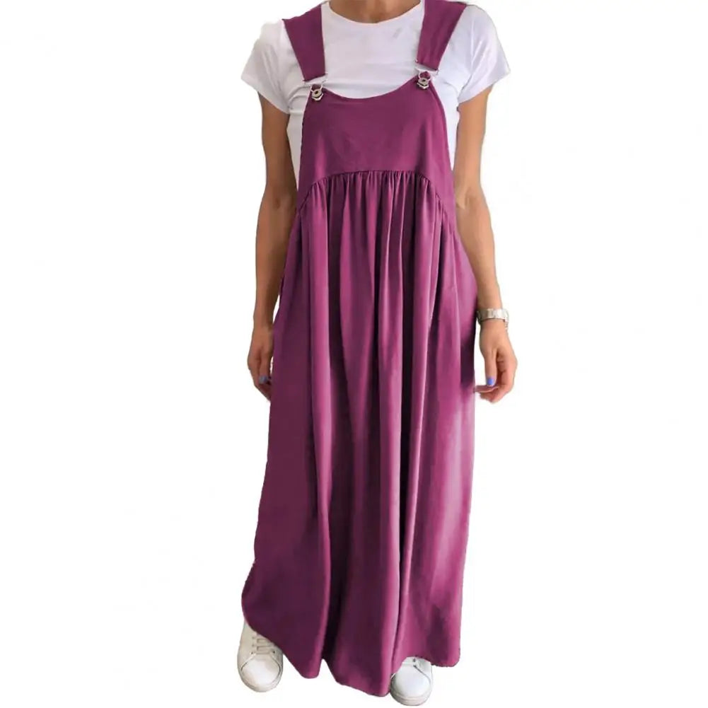 Oversized Shoulder Strap Design Dress Pleated Detail Long Dress Elegant Maxi Dress with Oversized Collar Backless for Women