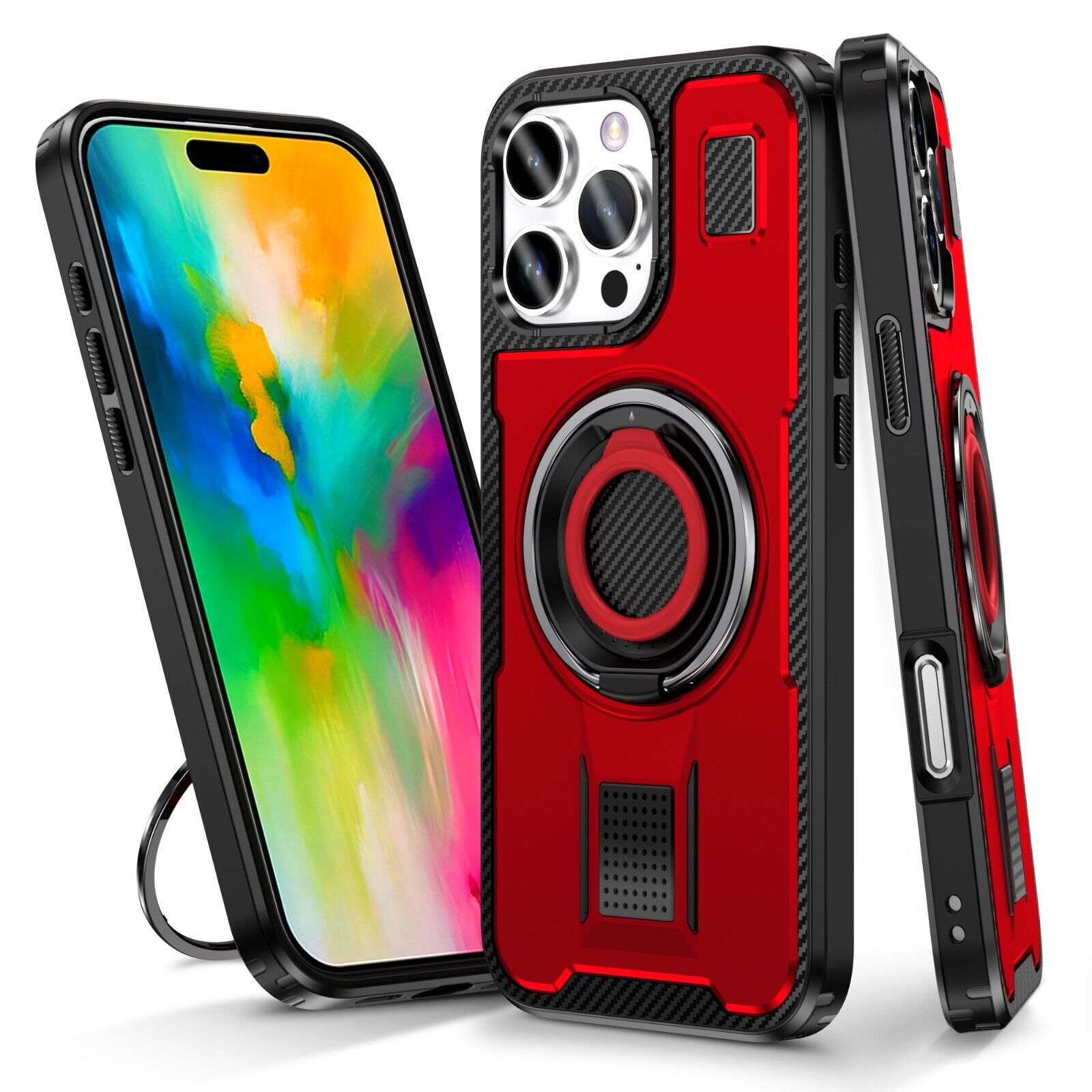 For iPhone 16 15 14 Plus 13 12 11 Pro Max Case Shockproof Ring Stand Phone Cover