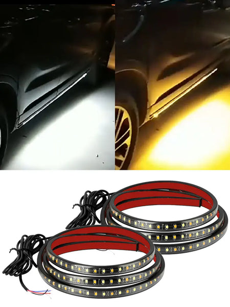 1.5M 1.2M Dual Color Led Car Running Board Light Side Mark Sequential Light for Car Truck Turn Signal Lighting Strips Kits