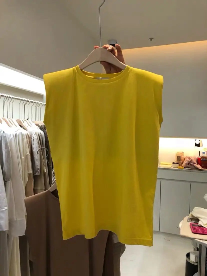 Hot Sell Solid Round Neck Loose Sleeveless T-Shirt for Women'S Summer Tank Top Clothing Korean Women'S Clothing