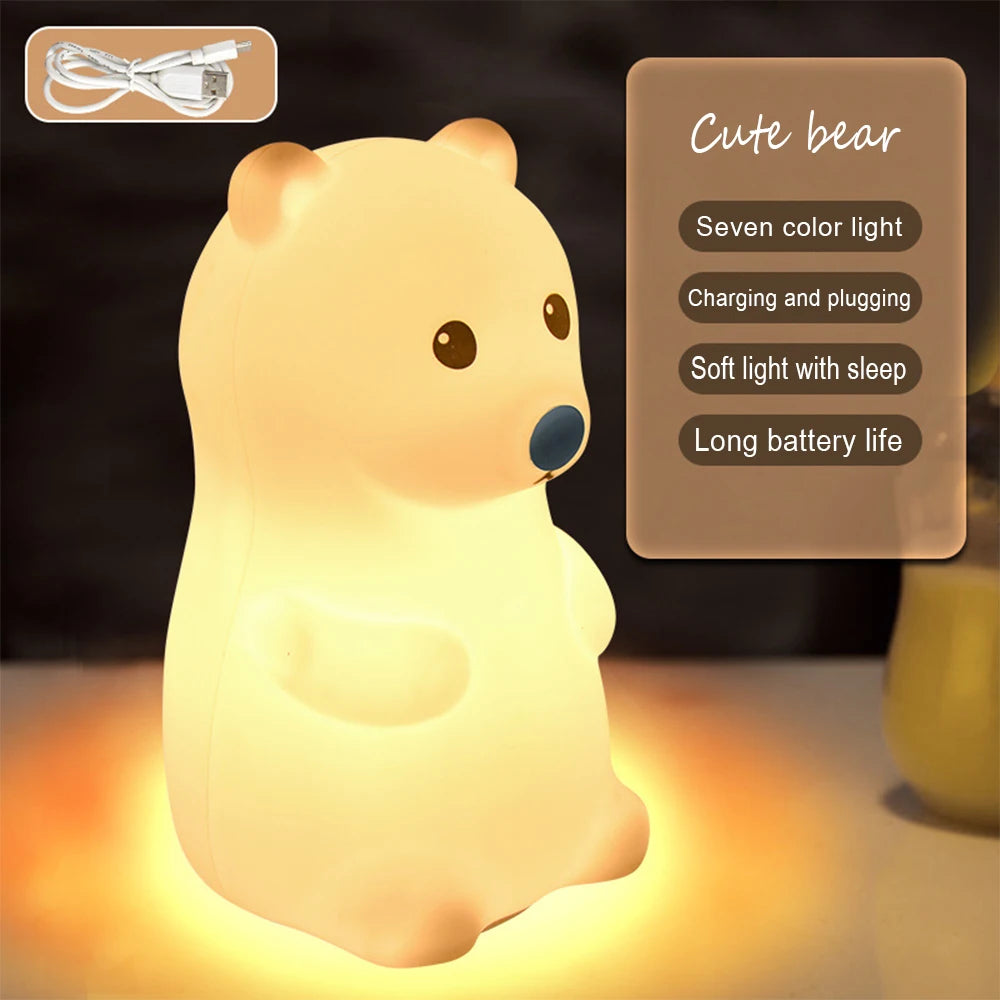 Night Light Cute Rabbit Colorful Light Voice Controlled Clap Lamp Pat Lamp Night Feeding Baby Bedroom and Kid's Christmas Gift