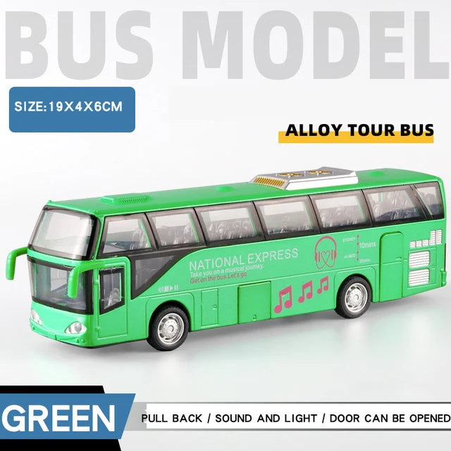 Travel Bus Model Alloy Model Car Diecast Scale Vehicle Model Toy Sound & Light Pull Back Educational Toys For Children Gift