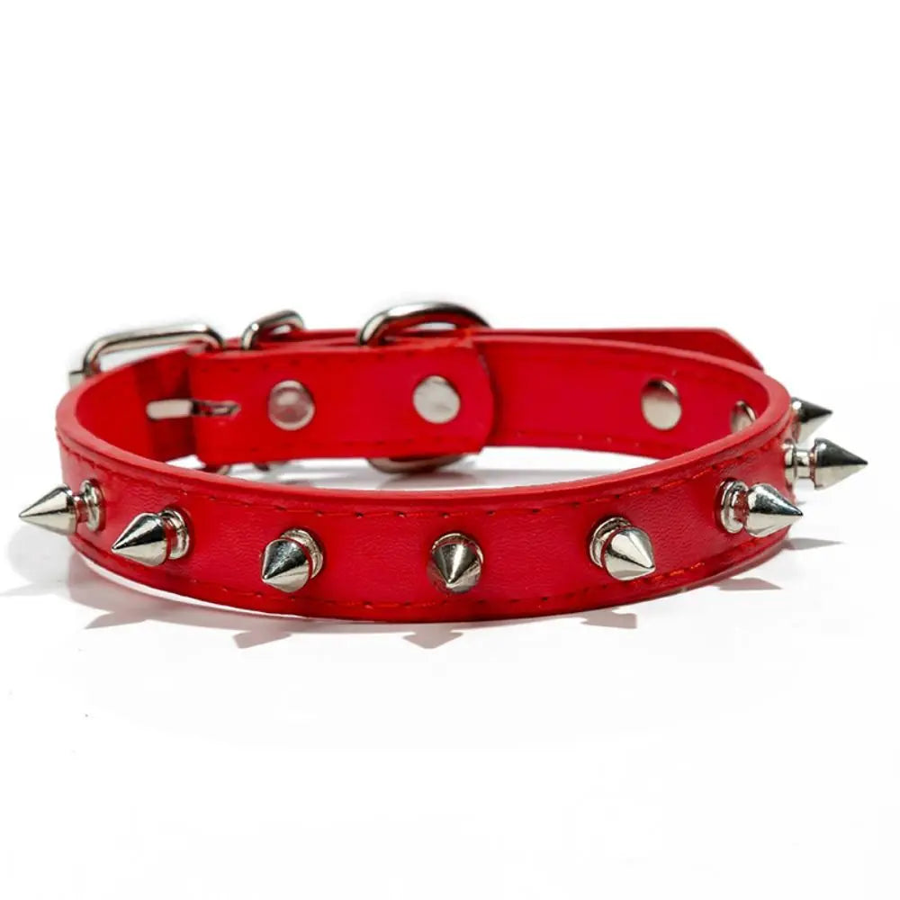 Pet Products Leather Cat Dog Collar Cool Adjustable Pet Necklace Colorful Exquisite Pet Spiked Studded Collars Puppy