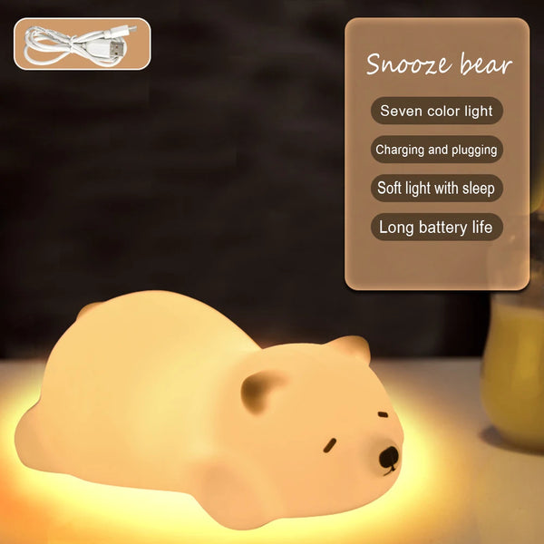 Night Light Cute Rabbit Colorful Light Voice Controlled Clap Lamp Pat Lamp Night Feeding Baby Bedroom and Kid's Christmas Gift