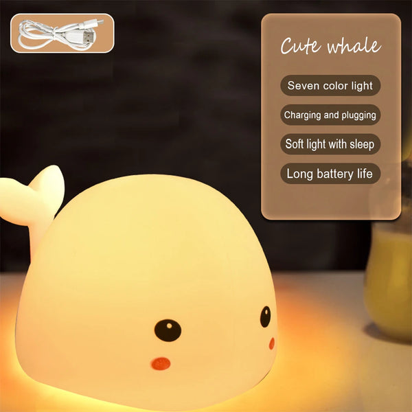 Night Light Cute Rabbit Colorful Light Voice Controlled Clap Lamp Pat Lamp Night Feeding Baby Bedroom and Kid's Christmas Gift