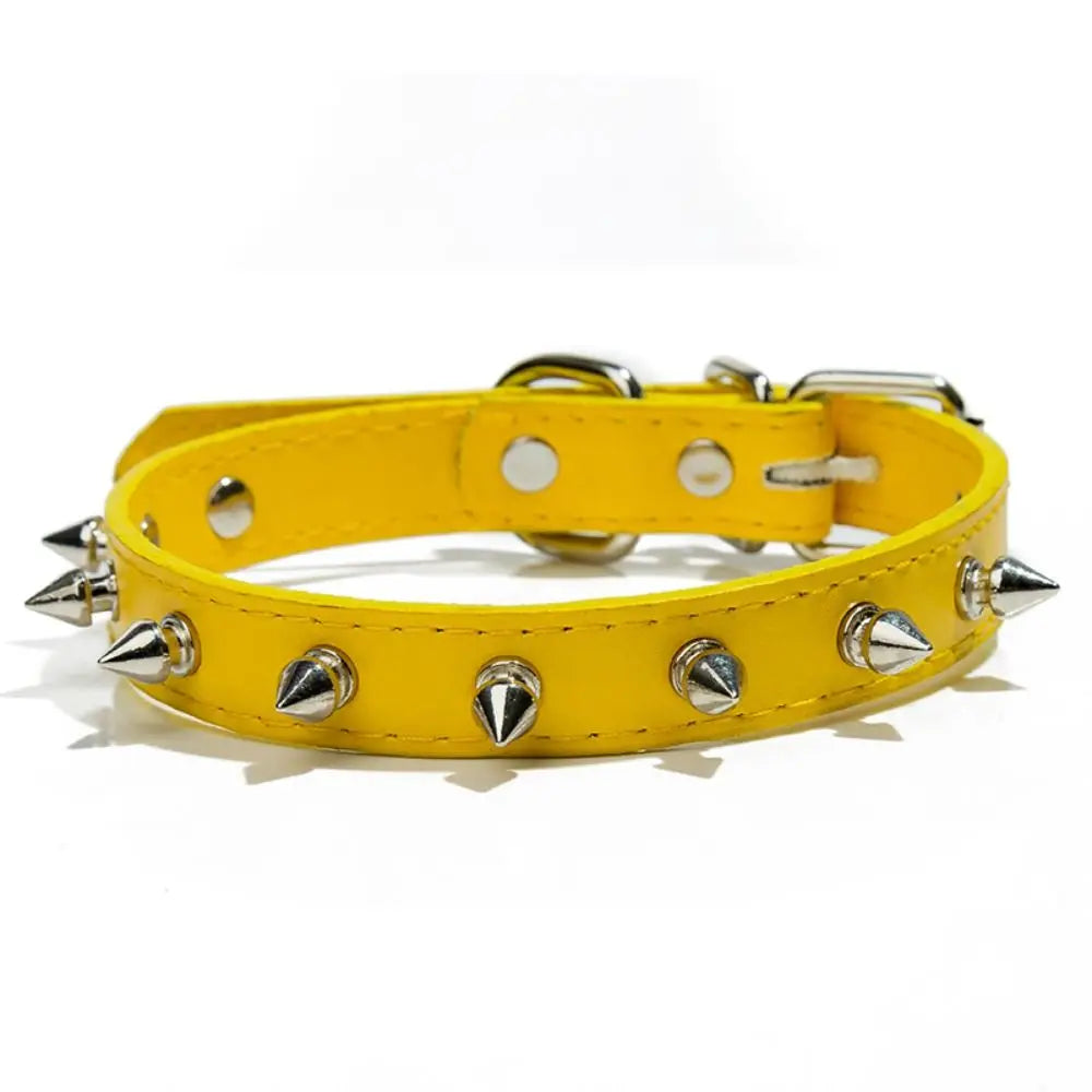 Pet Products Leather Cat Dog Collar Cool Adjustable Pet Necklace Colorful Exquisite Pet Spiked Studded Collars Puppy