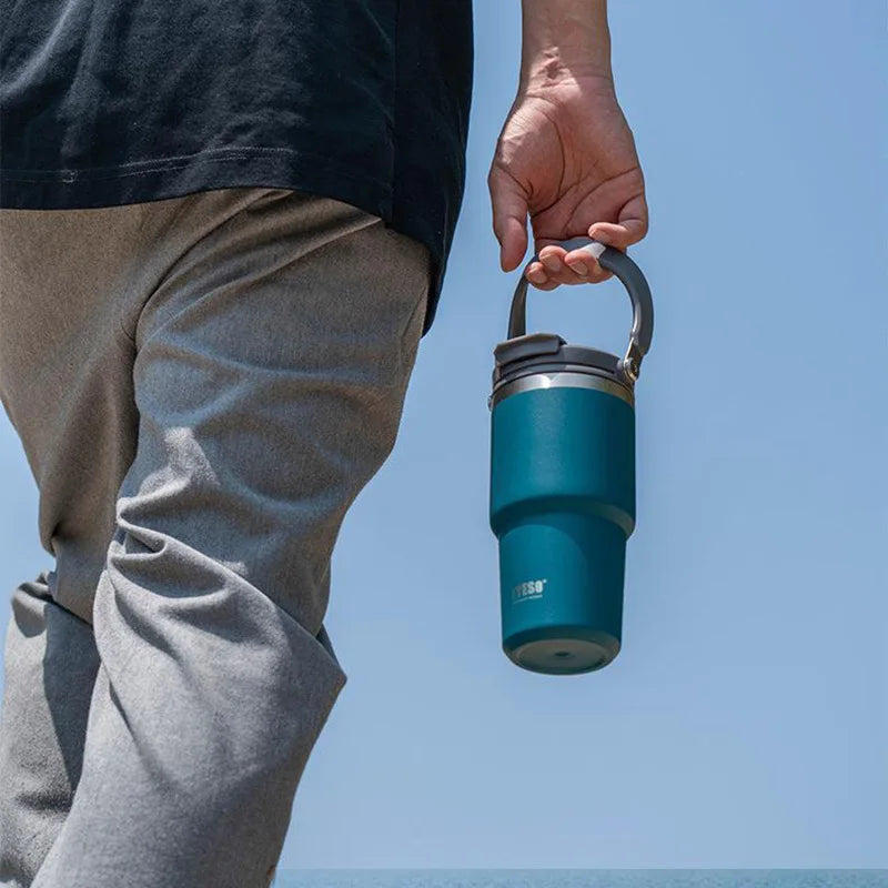1200ml Water Bottle Stainless Steel Cup Thermos Portable Cold And Hot Coffee Travel Gym Mug With Lid And Straw Car Water Bottle