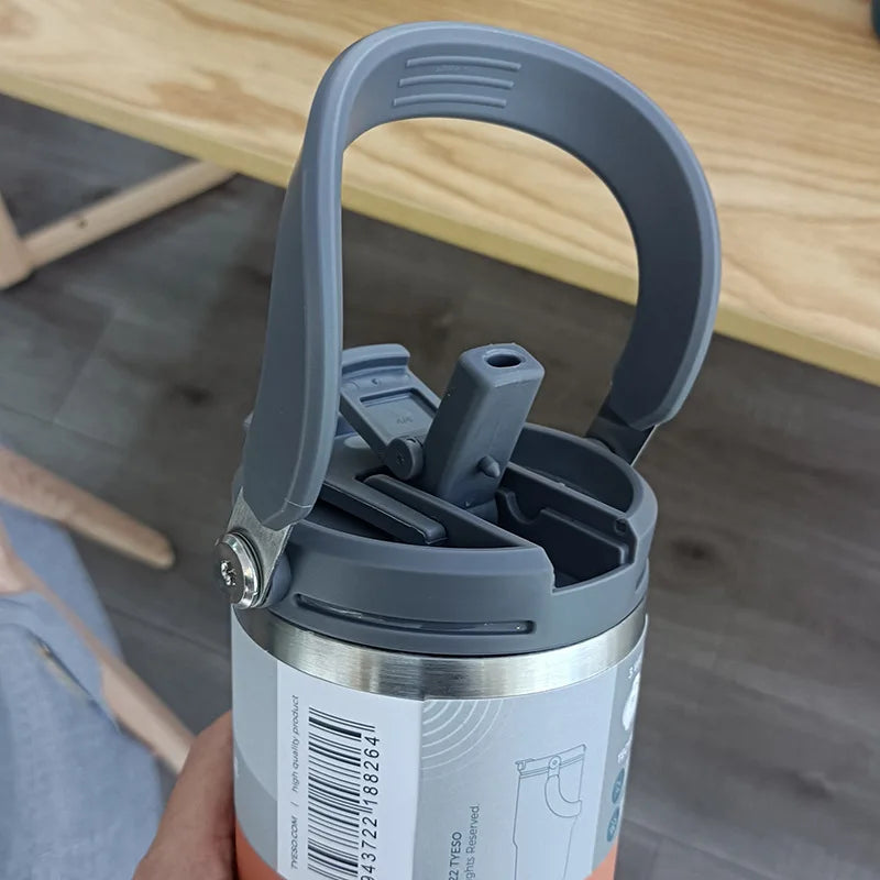 1200ml Water Bottle Stainless Steel Cup Thermos Portable Cold And Hot Coffee Travel Gym Mug With Lid And Straw Car Water Bottle