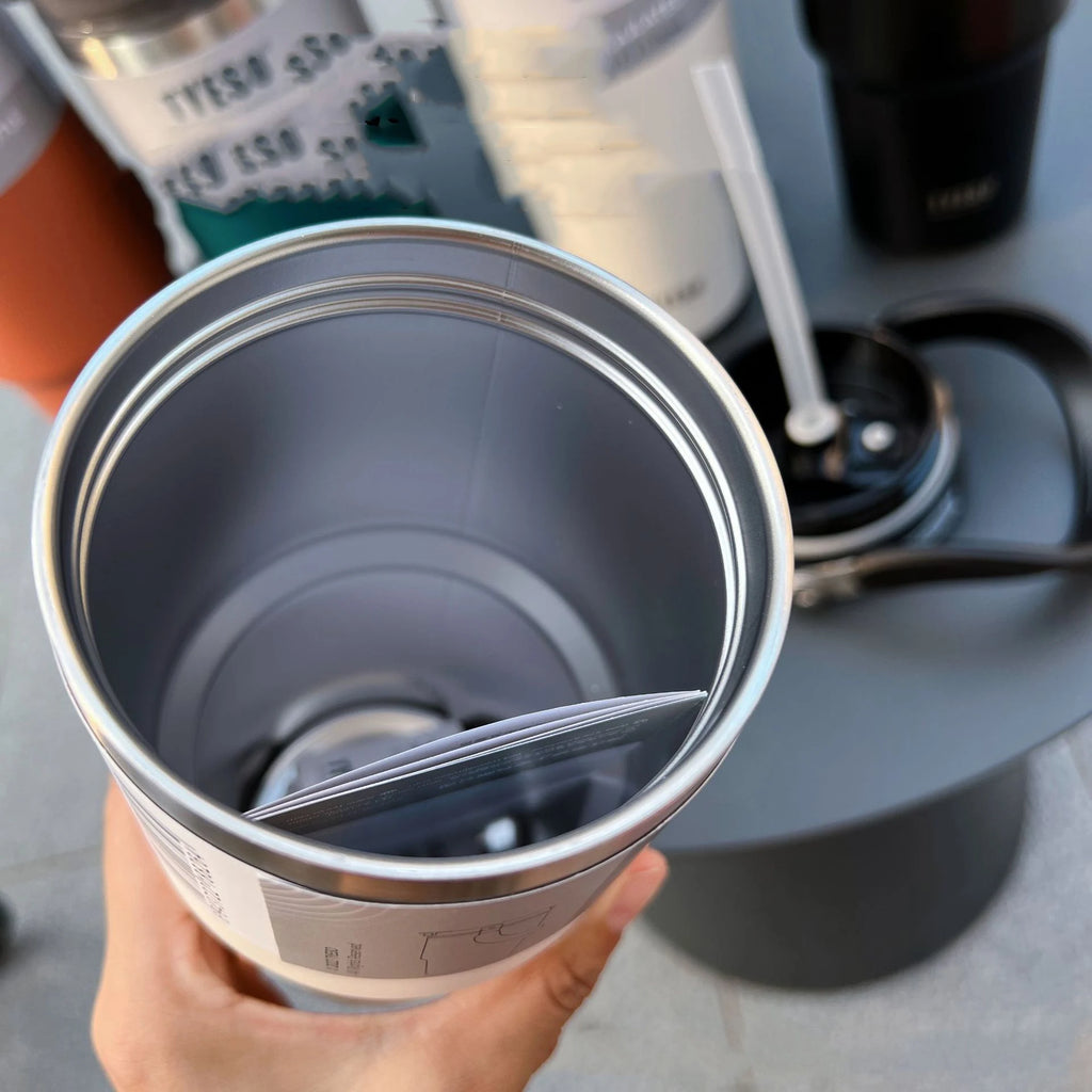 1200ml Water Bottle Stainless Steel Cup Thermos Portable Cold And Hot Coffee Travel Gym Mug With Lid And Straw Car Water Bottle