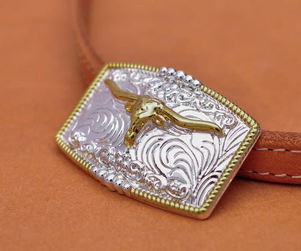 5pc 46*30mm AMERICAN WESTERN TEXAS COWBOY COWGIRL BULL HORN TACK GOLD SILVER LONGHORN ROPE HORSE SADDLE Leather Craft CONCHO SET