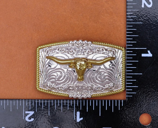 5pc 46*30mm AMERICAN WESTERN TEXAS COWBOY COWGIRL BULL HORN TACK GOLD SILVER LONGHORN ROPE HORSE SADDLE Leather Craft CONCHO SET