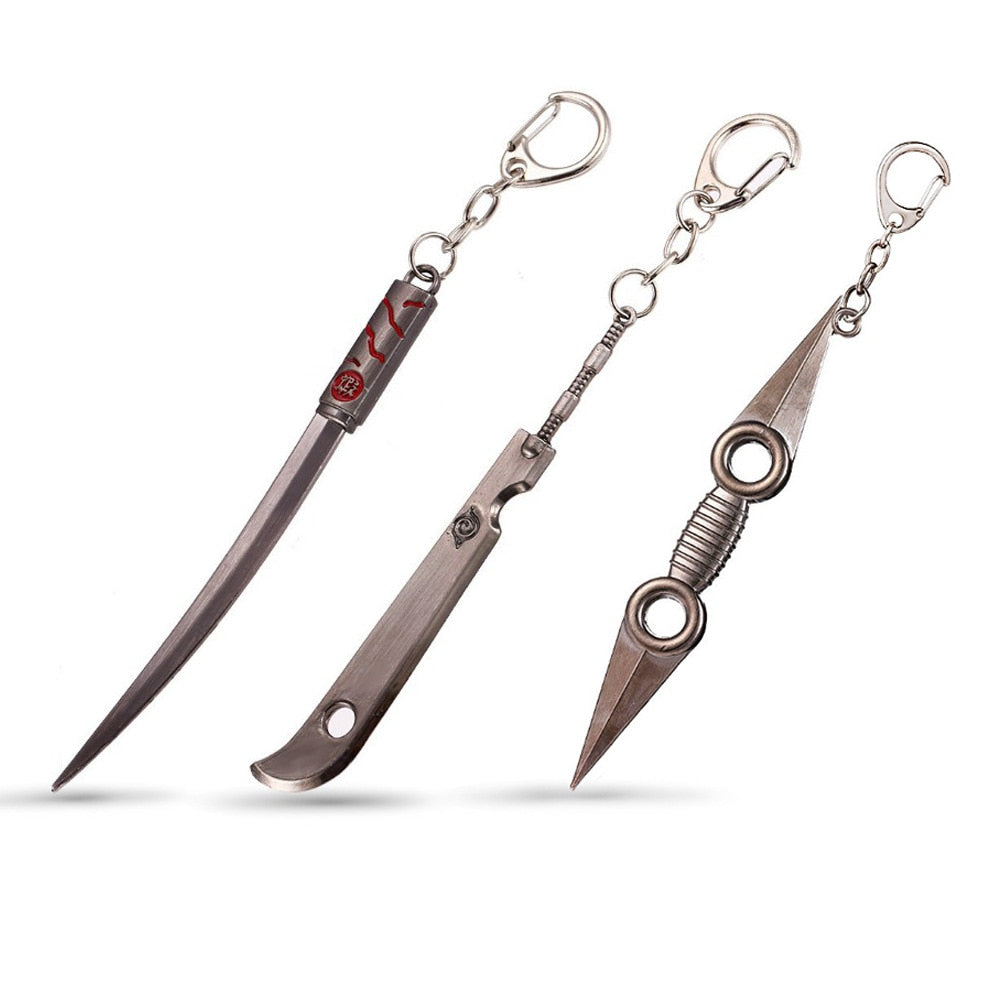 Anime NARUTO Sasuke Uchiha Ninja Kunai Waffe Schwert Metall Keychain Action Figur Cosplay Spielzeug Geschenk| |