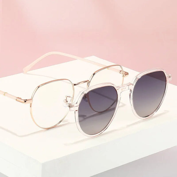 Cat Eye Women Glasses Frame Clip Brand Designer Vintage Spectacle Magnetic Optical Myopia Eyewear Driving Dual-purpose Glasses