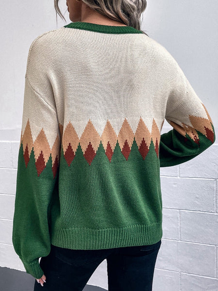 Charmingtrend Winter Women Sweaters Casual Loose O neck Pullover Retro lattice Sweater Oversized Thicken Knitwear Top| |