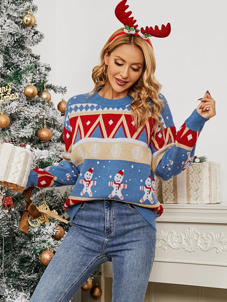 Charmingtrend Winter Women Sweaters Casual Sweater Female Pullover Christmas Snowman Printed Sweater Oversized American Retro| |
