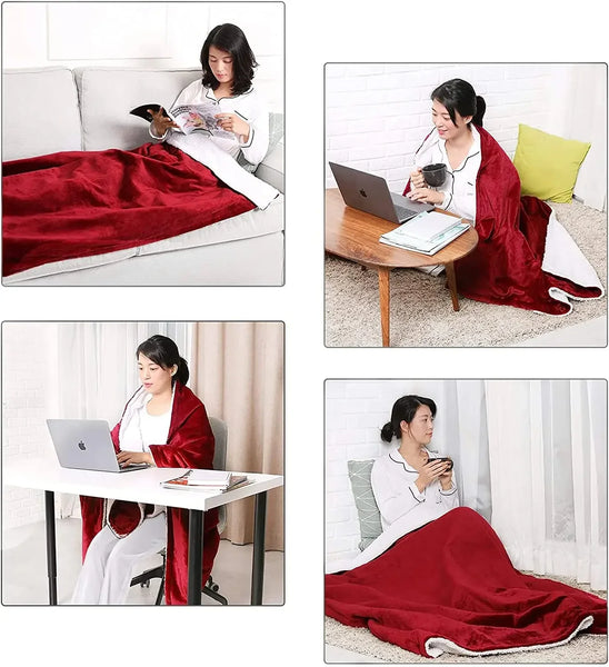 Couverture électrique en glouton, couverture chauffante rapide, 6 couches, minuterie, protection contre la surchauffe, Wskins complets lavables, Home Office