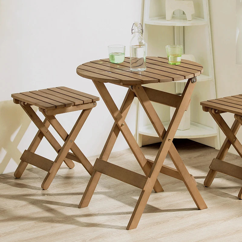 Ensembles de meubles de jardin en bois massif, table et chaise d'extérieur, table et chaise pliantes, portables, jardin et terrasse