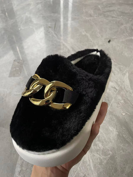 Fur Slippers Women's New Autumn Winter 2023 Large Size Fashion Thick Bottom Slides Home Slippers Zapatillas Mujer Casa| |
