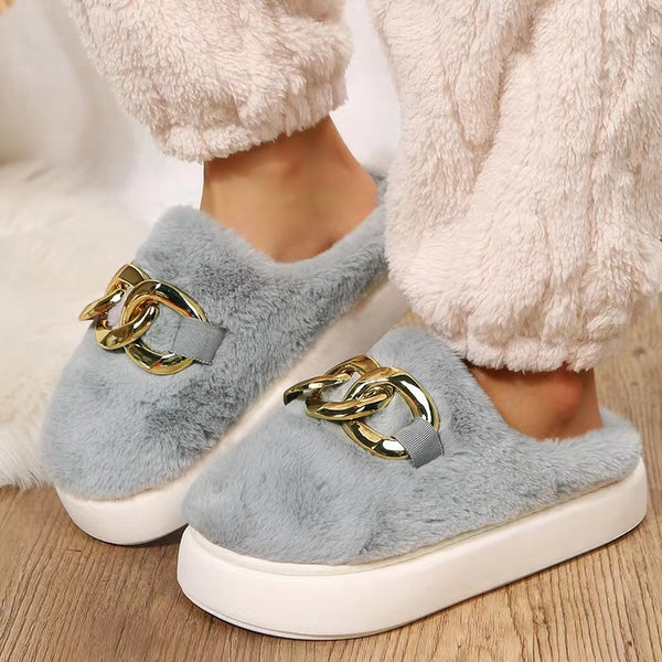 Fur Slippers Women's New Autumn Winter 2023 Large Size Fashion Thick Bottom Slides Home Slippers Zapatillas Mujer Casa| |