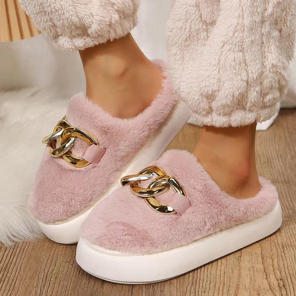 Fur Slippers Women's New Autumn Winter 2023 Large Size Fashion Thick Bottom Slides Home Slippers Zapatillas Mujer Casa| |