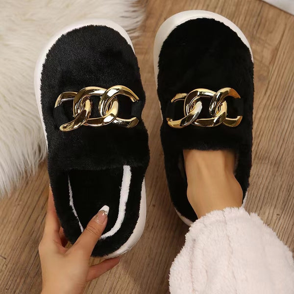Fur Slippers Women's New Autumn Winter 2023 Large Size Fashion Thick Bottom Slides Home Slippers Zapatillas Mujer Casa| |