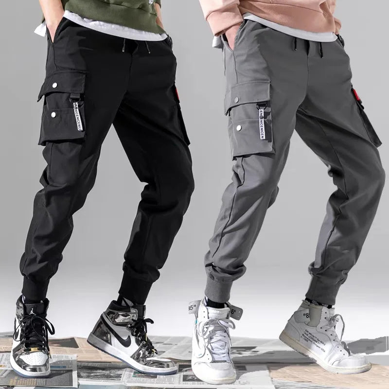Men Harajuku Casual Cargo Pants Spring and Autumn Jogger Trousers Multi Pockets Male Slim-fit Streetwear Pant Fashion Streetwear