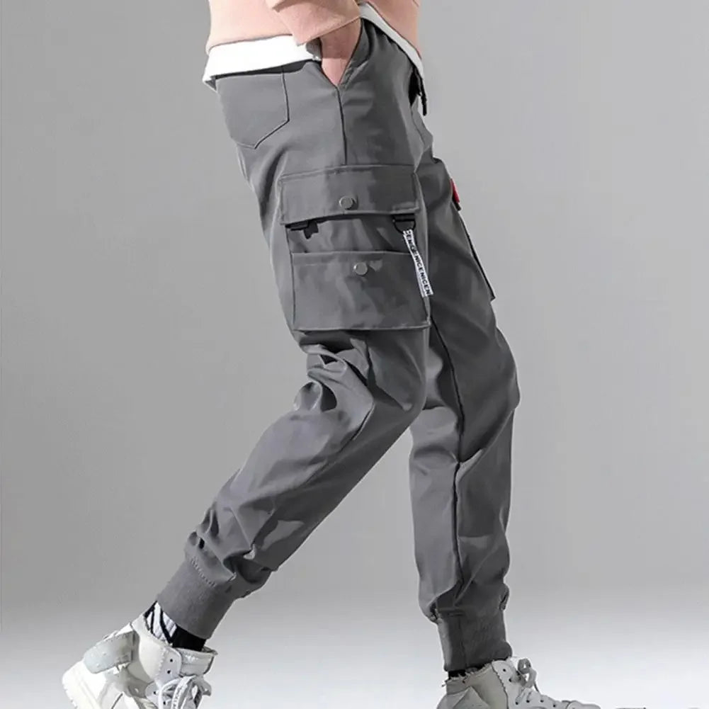 Men Harajuku Casual Cargo Pants Spring and Autumn Jogger Trousers Multi Pockets Male Slim-fit Streetwear Pant Fashion Streetwear
