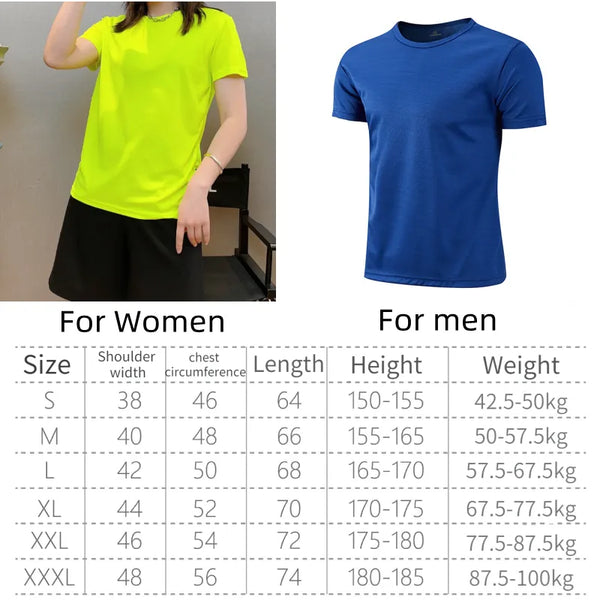 Men women Quick Dry Short Sleeve Sport T Shirt Gym Jerseys Fitness Shirt Trainer Running T-Shirt Teenager Breathable Sportswears