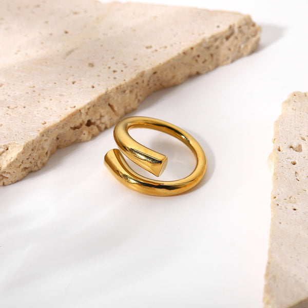 Minimalist Statement Open Design Finger Rings For Women Gold Plated Stainless Steel Chunky Ring Jewelry