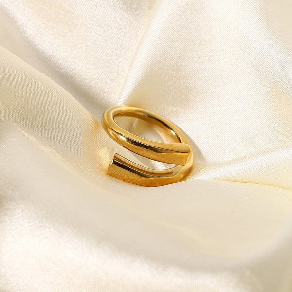 Minimalist Statement Open Design Finger Rings For Women Gold Plated Stainless Steel Chunky Ring Jewelry