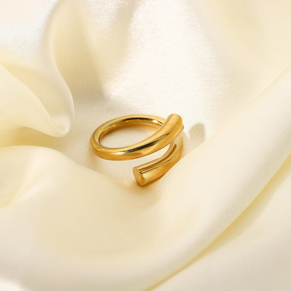 Minimalist Statement Open Design Finger Rings For Women Gold Plated Stainless Steel Chunky Ring Jewelry